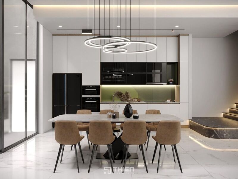 Tủ Bếp Acrylic Chữ I Dài 5m Cho Nhà Phố TBT059